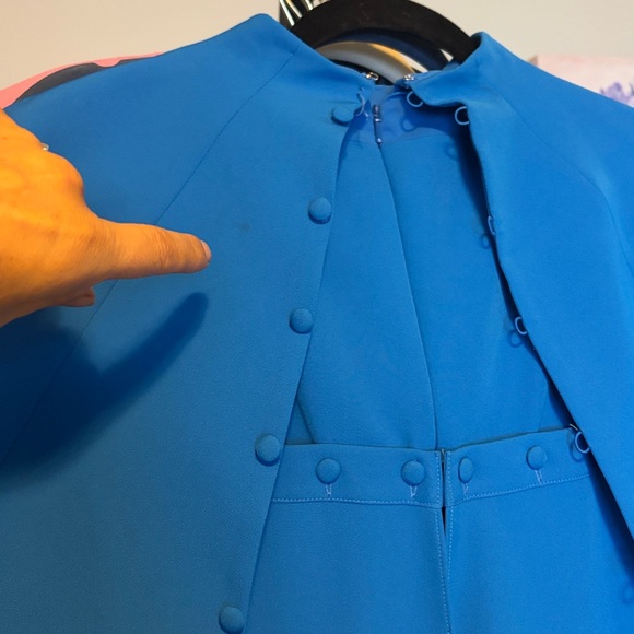 Teri Jon by Rickie Freeman blue collared cape dress - Picture 15 of 16